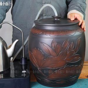 建水紫陶老式陶瓷大水缸家用茶道储水用抽水缸水桶净水桶茶台泡茶