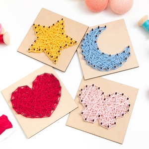 韩式创意爱心钉子绕线画儿童diy手工制作材料幼儿园木质编织玩具