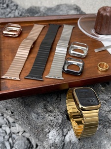 不锈钢金属高级蝴蝶扣表带适用苹果手表applewatch987SE男女同款