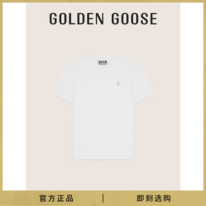 Golden Goose 男装 Star Collection白色圆领简约休闲短袖T恤上衣