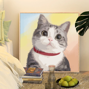 猫咪数字油画diy填充水彩画解压手绘填色高级感手工丙烯装饰挂画