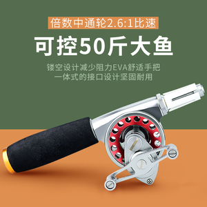 金飚王CNC全金属中通轮可改装鱼竿手竿中通竿走内线八型V槽带协力