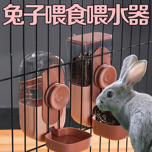 兔子自动喂食器侏儒垂耳兔兔防浪费食盆宠物喂吃草喂粮食槽饮水器