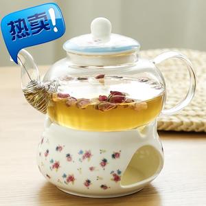 新品点6蜡烛煮茶器玻璃养生壶小小号迷 小型 煮茶烛台煮茶茶壶花