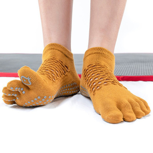 五趾瑜伽袜子防滑专业女脚背透气网眼短筒普拉提纯棉初学者健身袜