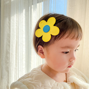 1-3岁儿童发饰发夹女童可爱花朵BB夹麂皮宝宝碎发夹发卡头饰彩色