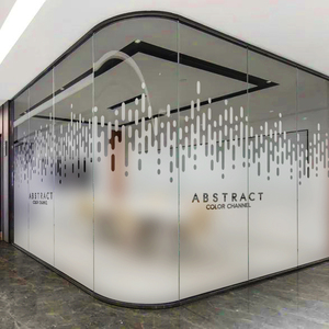办公室静电磨砂玻璃贴膜地标建筑创意透明镂空玻璃门贴纸logo定制