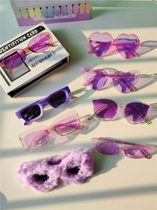 紫色复古边框镜片猫眼墨镜女多巴胺辣妹街拍出片遮阳装饰太阳眼镜