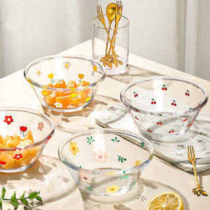 透明沙拉碗家用网红ins风玻璃碗可爱少女心水果碗甜品碗清新餐具
