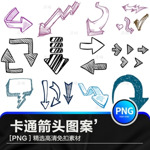 可爱免扣卡通手绘线条箭头对话框照片装饰美化PNG透明PS素材模板