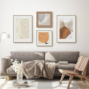北欧现代简约风格装饰画客厅沙发背景墙挂画米色餐厅抽象艺术壁画