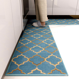 厨房地垫防滑防油家用长条地毯蓝色免清洗门口垫子吸水吸油脚垫