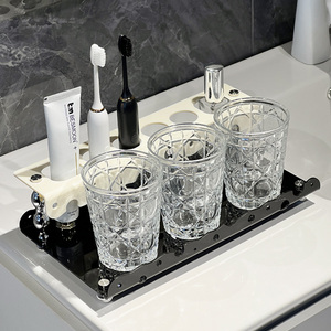 浴室牙刷置物架刷牙杯漱口杯玻璃收纳架子卫生间电动牙刷家庭套装
