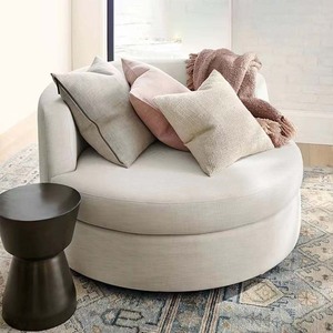意式轻奢圆形可旋转沙发椅意大利绒布客厅美式单人休闲椅北欧设计
