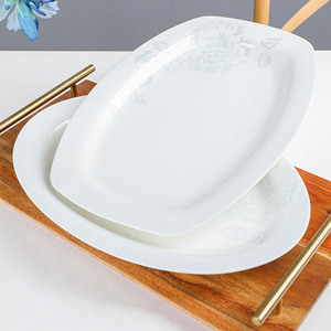 骨瓷创意长方形椭圆形家用鱼盘简约北欧蒸鱼碟子陶瓷菜盘酒店餐具
