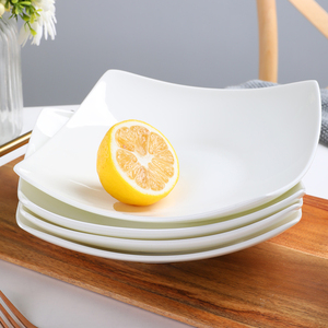 骨瓷菜盘纯白色汤盘北欧式方形盘子家用陶瓷深碟子餐具日式创意