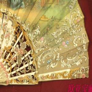 【宜】西洋洛可可风格人物情景手绘古扇相框装裱宝品室内优雅装饰