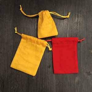 红色黄色纯棉布袋抽绳束口袋全棉布包红黄色小布袋风水袋