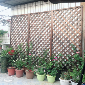 碳化木制屏风隔断玄关木栅栏木篱笆木网格花架花园围栏爬藤架护栏