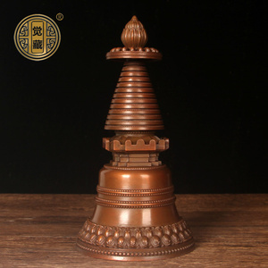 觉藏 铜噶当塔摆件紫铜藏传法器佛具随身塔精工铸造工艺品