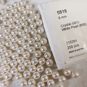 施家珍珠5818 650 8mm半孔人工水晶珍珠耳钉项链配件散珠串珠饰品