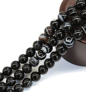 黑线条玛瑙散珠diy手工编织圆珠材料玛瑙手链半成品饰品