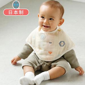 日本BOBO六层纱布婴儿纯棉口水巾360度宝宝吸水围兜三角拍嗝巾2条