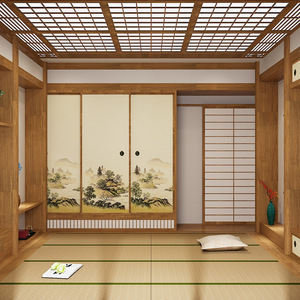 榻榻米定制整体日本桧木地台卧室书房客厅衣柜式和室移门全屋设计
