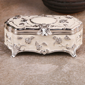 金属创意欧式复古珠宝盒小号镀银首饰收纳盒棉签包装盒一件