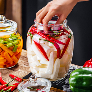 新款腌制玻璃罐食品级咸菜罐加厚腌菜罐水密封泡菜坛子家用泡菜罐