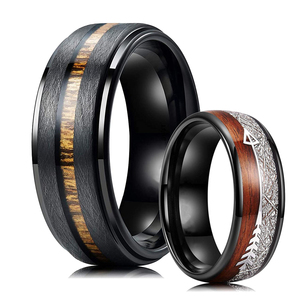 rendy 8mm Men Black Tungsten Wedding Band Rings Inlay Hawaii