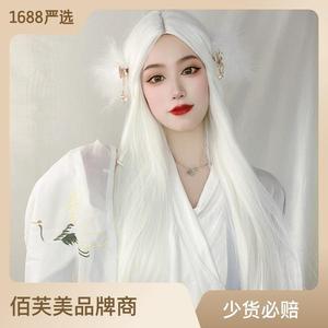 白色假发古风男女全套古装造型整顶汉服中国风齐腰长发cos毛