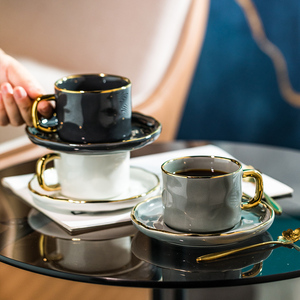 咖啡杯碟陶瓷杯高档精致北欧家用复古下午茶具套装ins网红花茶杯