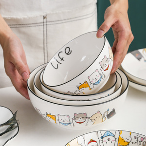 北欧家用陶瓷米饭碗单个大号汤碗泡面碗汤盆可爱个性创意餐具套装