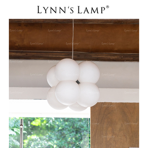 Lynn's立意 奶油风白色吊灯 泡泡卧室餐厅创意圆球网红书房极简灯
