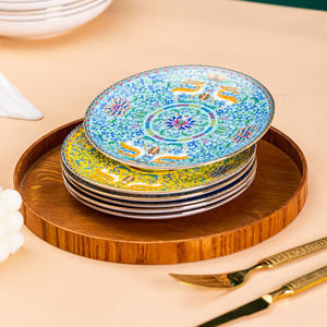 景德镇高档珐琅彩瓷骨瓷餐具6英寸骨碟中式家用陶瓷小吃碟垫碟