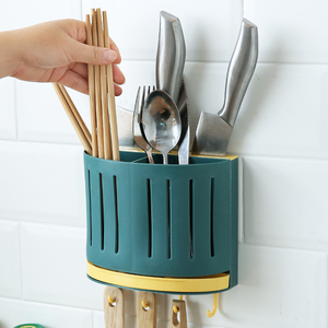 居家家双格筷子笼厨房壁挂筷子篓餐具沥水置物架快子筒勺子收纳盒