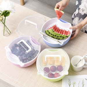 双层水果盘沥水篮家用懒人糖果盘盒创意厨房客厅嗑吃瓜子神器塑料