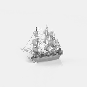 我趣！无聊了拼个黑珍珠海盗船玩！3D拼装船金属拼图立体拼插模型