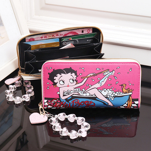 卡通Betty Boop贝蒂娃娃女童儿童零钱包大容量多隔层爱心手提钱包