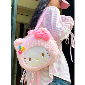 小猫毛绒双肩包女大容量日系草莓熊卡通少女美乐蒂可爱儿童背包爆