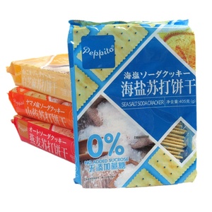 香港品牌 苏打饼干peppito 405g袋海盐味海苔味零食早餐梳打饼干