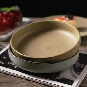 日式陶瓷大号罗汉碗直边深盘盆碗矮脚钵碗汤盘景德镇复古加厚餐具