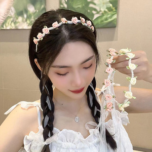 珍珠花朵发箍2022新款仙女森系超仙头箍发捆夏季法式飘带发卡发饰