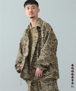 日本代购 BEAMS 秋冬 军事风格 复古宽松迷彩工装教练夹克外套