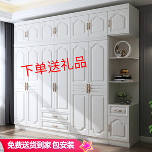欧式衣柜家用卧室经济型出租房用环保板式木质五门白色衣橱包安装