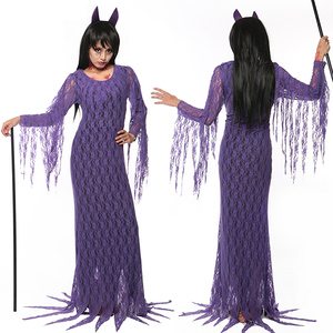2023年万圣节紫色恶魔服装圣诞装女巫装吸血变装制服派对演出服