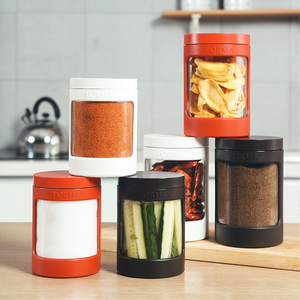 日本ASVEL玻璃调料罐 带盖密封盐罐套装 家用式密封罐糖罐调料罐
