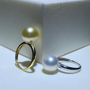新品DIY珍珠戒指空托K金玉石指环配件光面戒托加厚工艺代镶嵌简约