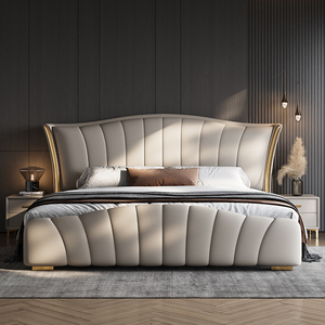 2024新款真皮床1.8米现代简约高端大气主卧双人床2米意式轻奢婚床